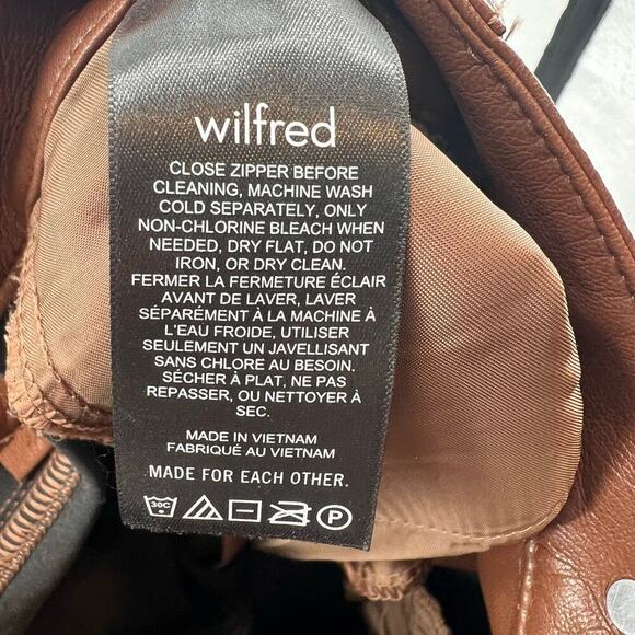 Aritzia Wilfred The Melina Faux Leather Straight Leg Pants Cognac Brown size 6 - Picture 11 of 12